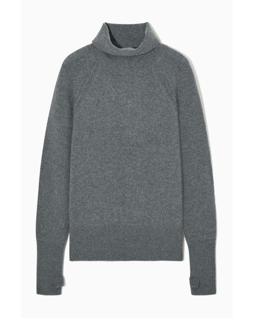 COS Gray Pure Cashmere Turtleneck Sweater