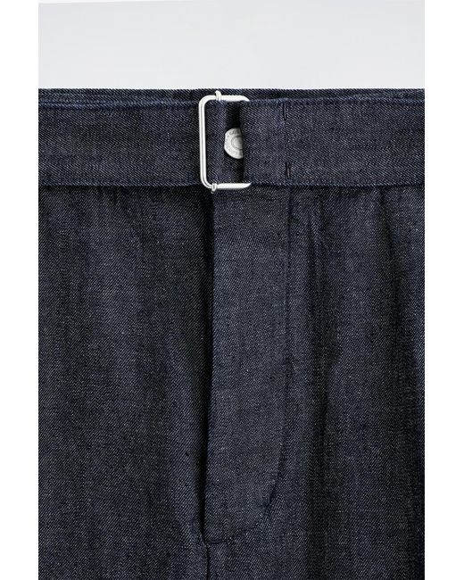 COS Blue Belted Wide-Leg Denim Shorts for men