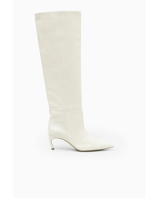 COS White Pointed-toe Leather Knee-high Boots
