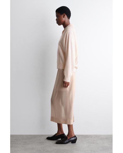 COS Pink Brushed-Cashmere Polo Sweater