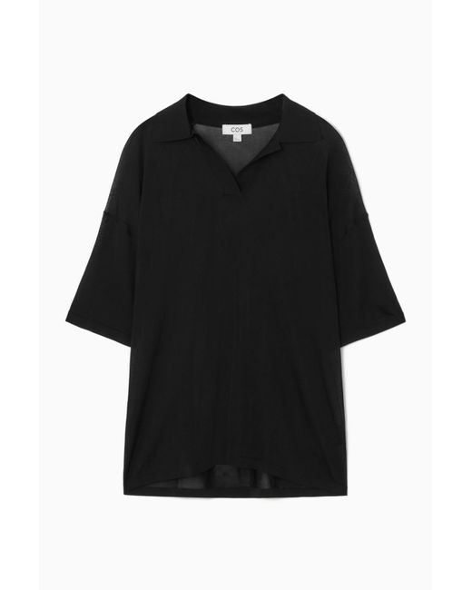 COS Black Oversized Polo Shirt