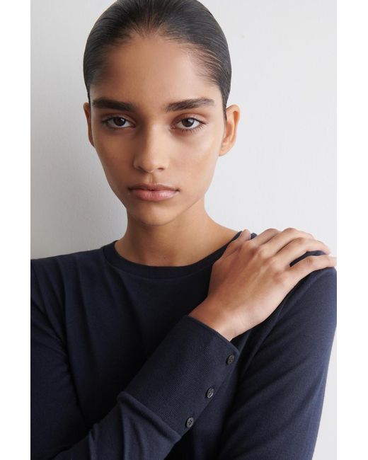 COS Blue Cotton Jersey Long-Sleeved Top