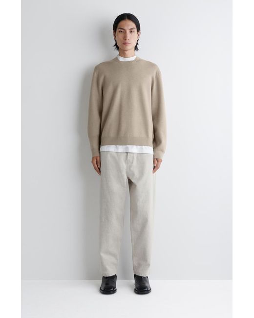 COS Natural Double-Faced Bomber-Neck Knitted Sweater for men