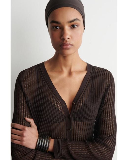 COS Black Ribbed Open-Knit Cardigan