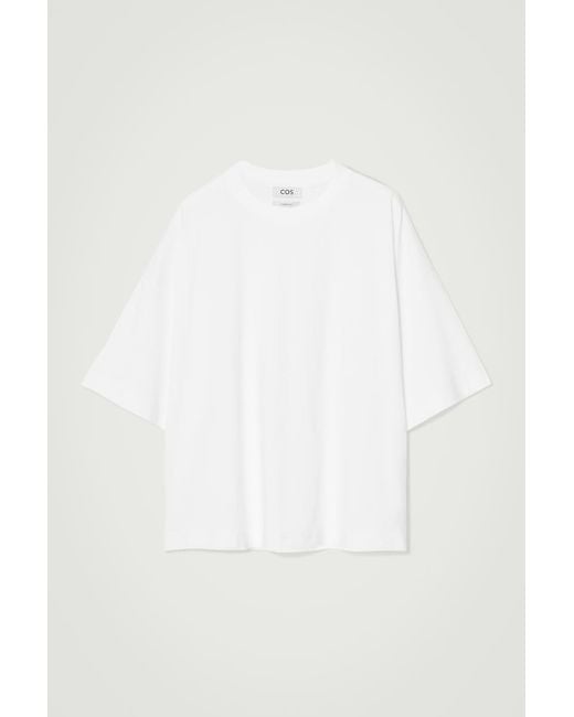 COS White Oversized Extra-wide Cotton T-shirt for men