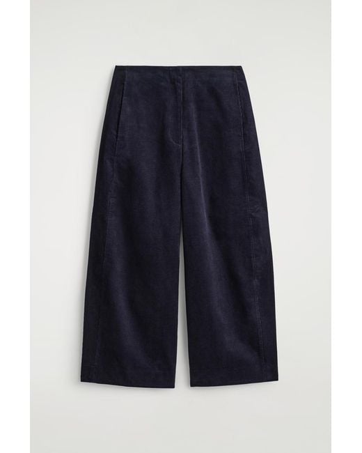 COS Blue Corduroy Barrel-Leg Trousers