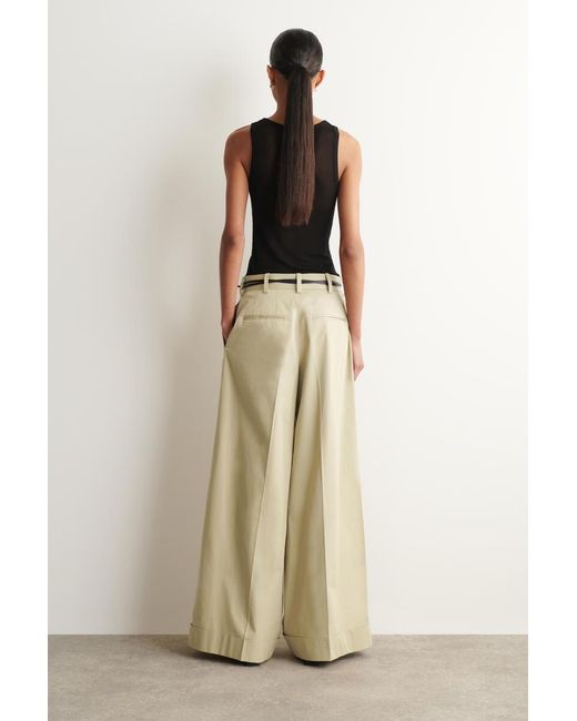 COS Natural Cotton-Twill Wide-Leg Turn-Up Pants