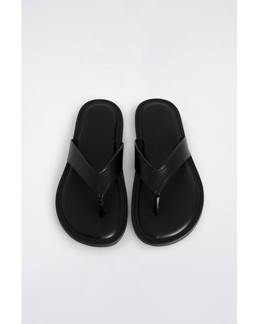 COS White Leather Flip Flops for men