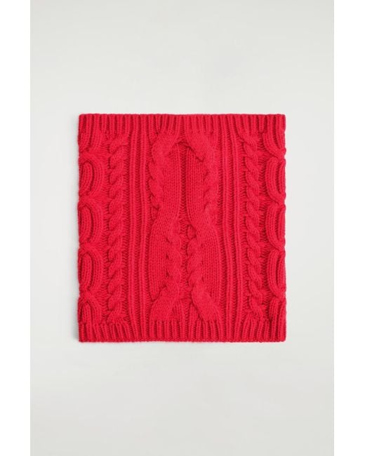 COS Red Cable-Knit Wool-Cashmere Snood