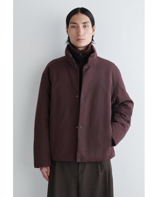 COS Brown Padded Funnel-Neck Down Jacket for men