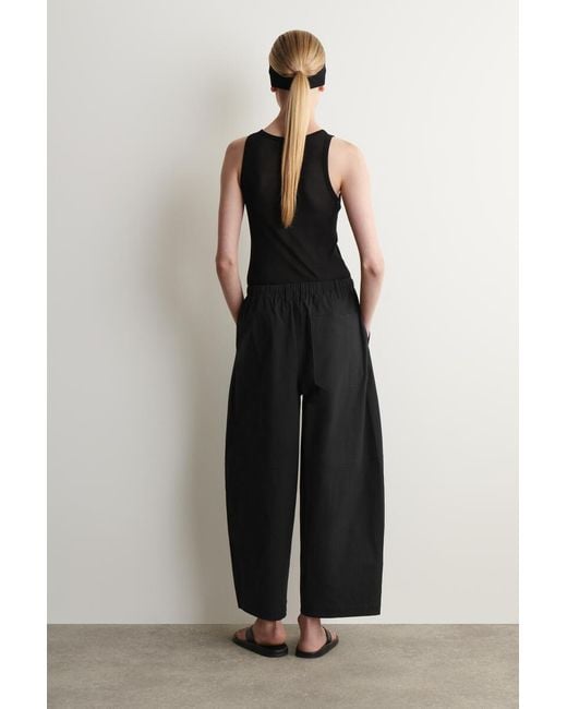 COS Black Cotton Barrel-Leg Utility Pants