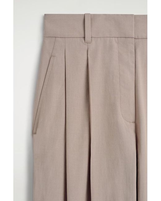 COS Natural Tailored Cotton Barrel-Leg Pants