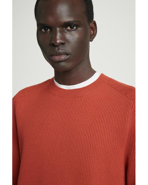 COS Orange Ribbed Merino Wool Jumper