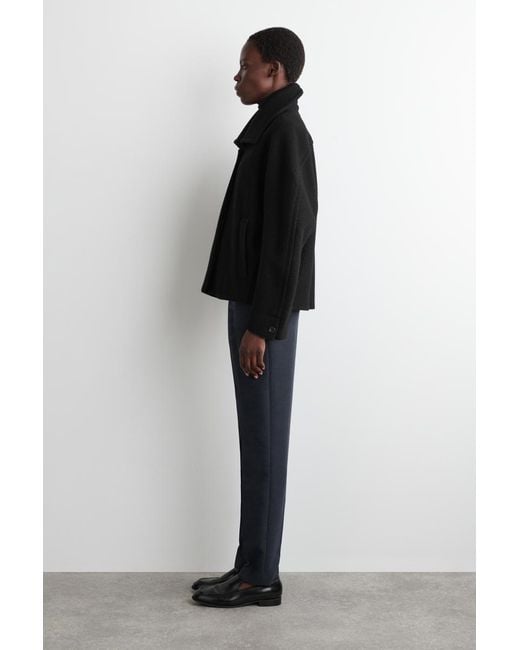 COS Black Oversized Boiled-Wool Short Jacket