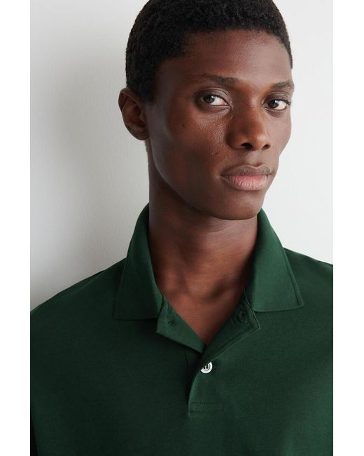 COS Green Interlock Cotton Polo Shirt for men
