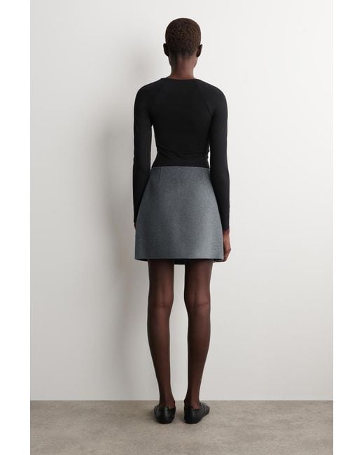 COS Blue Buttoned Double-Faced Wool Mini Skirt