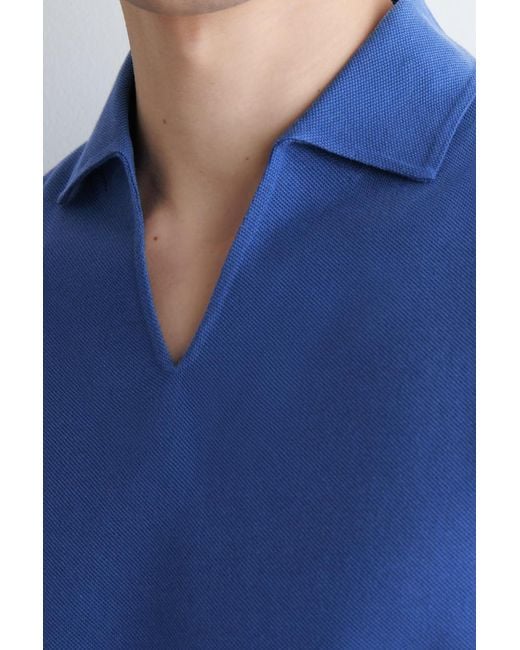 COS Blue Technical Piqué Polo Shirt for men