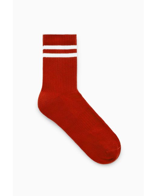 COS Red Striped Sports Socks for men