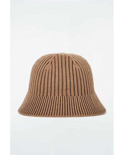 COS Brown Ribbed-knit Bucket Hat