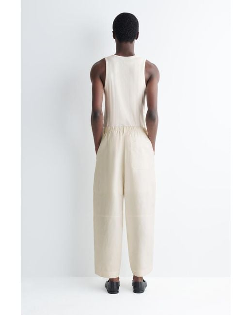 COS White Linen Relaxed-Fit Barrel-Leg Pants for men