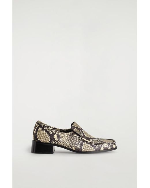 COS Black Square-Toe Leather Heeled Loafers