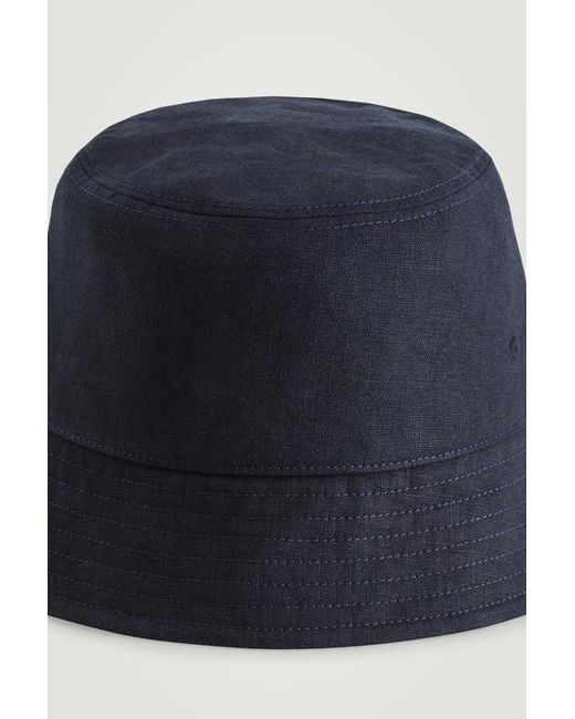 COS Blue Linen Bucket Hat for men