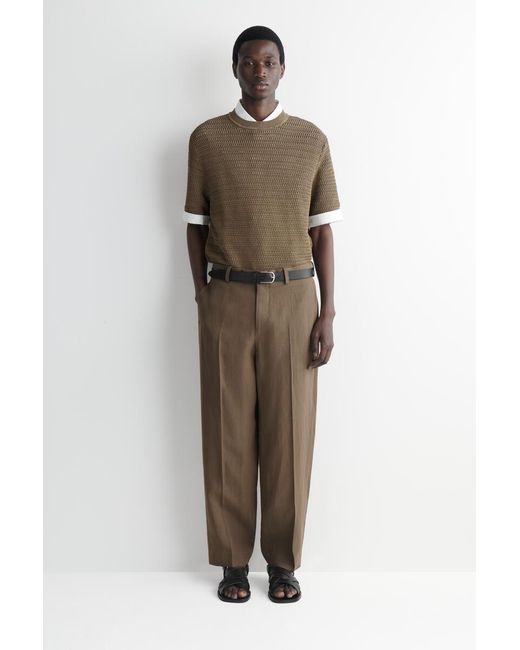 COS Natural Open-Knit T-Shirt for men