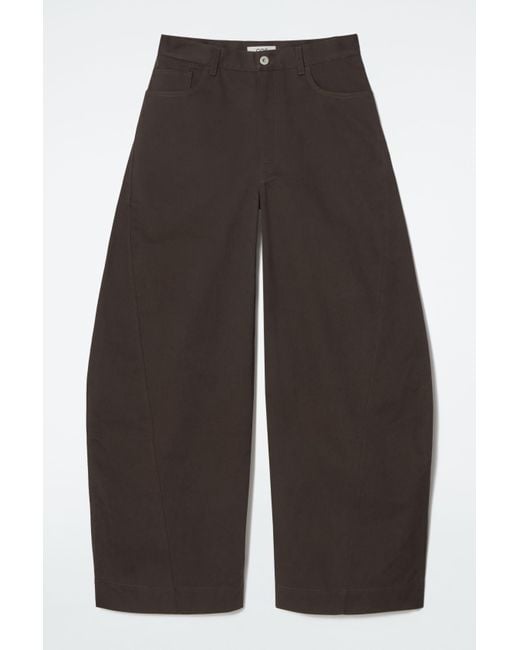 COS Deconstructed Cotton Barrel-leg Trousers in Gray | Lyst