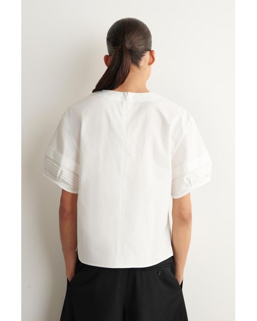 COS Natural Pintucked Cotton Blouse