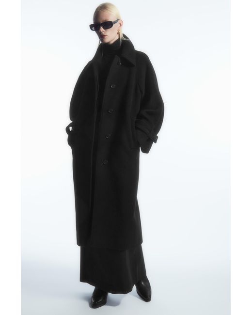 COS Black Oversized Rounded Wool Coat
