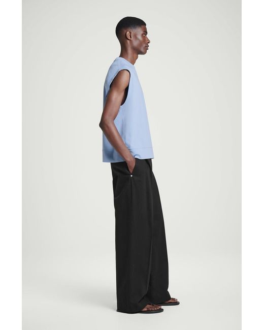 COS Blue Relaxed Cotton-Crepe Tank Top for men