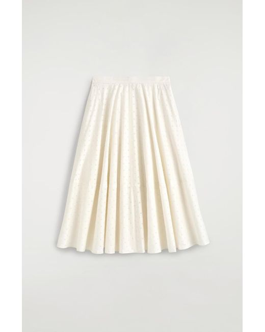 COS Natural Polka-Dot Jacquard Cotton Midi Skirt