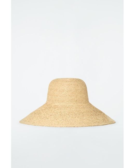 COS White Wide-brim Straw Hat