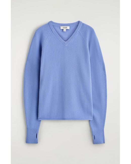 COS Blue Pullover Aus Merinowolle Mit V-Ausschnitt