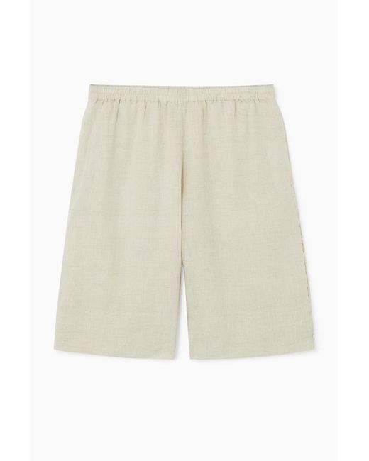 COS White Elasticated Linen Shorts