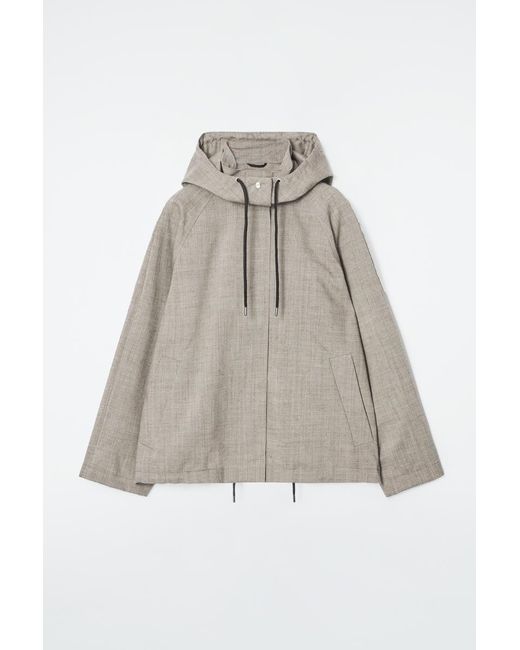 COS White Hooded Wool Utility Jacket