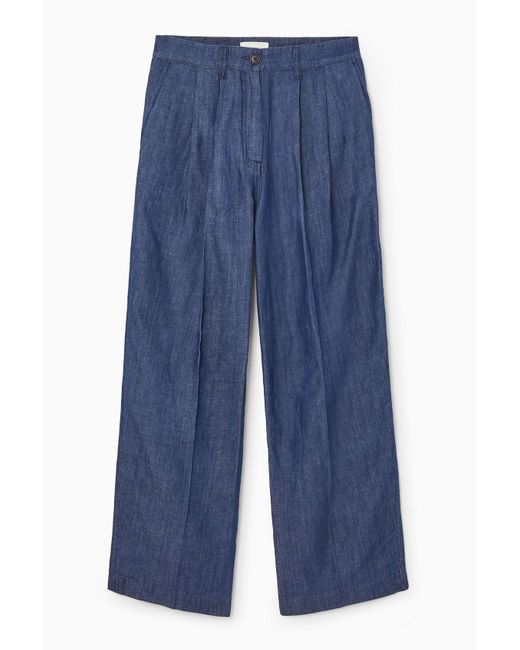 COS Blue Wide-leg Tailored Denim Pants
