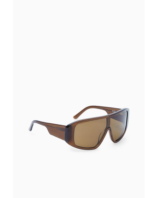 COS Brown Oversized Visor Sunglasses