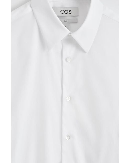 COS White Slim Tailored Cotton-Poplin Shirt for men