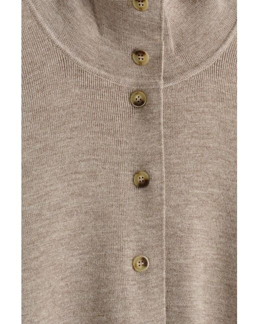 COS Natural Merino Wool Funnel-Neck Cardigan