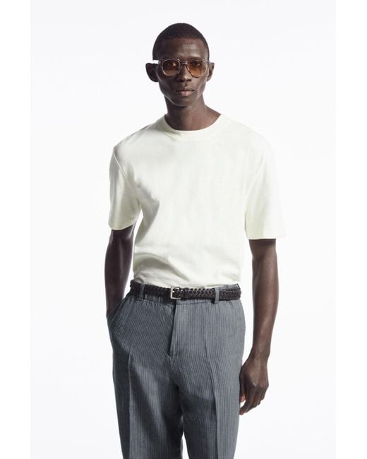 COS White Short-sleeve Cotton-blend T-shirt for men
