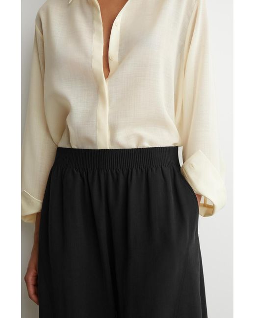 COS Black Panelled Elasticated Barrel-Leg Trousers
