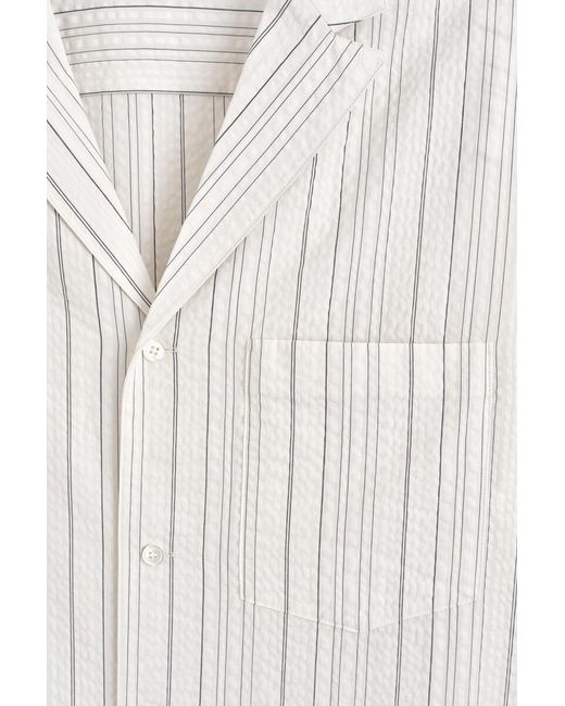 COS White Striped Textured Camp-Collar Shirt for men
