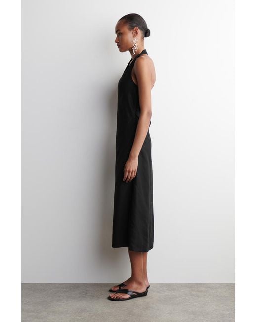 COS Twisted Linen-blend Halterneck Dress in Black | Lyst COS Twisted Linen-blend Halterneck Dress in Black | Lyst