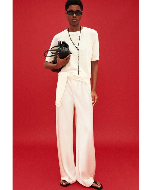 COS White Satin Wide-Leg Trousers