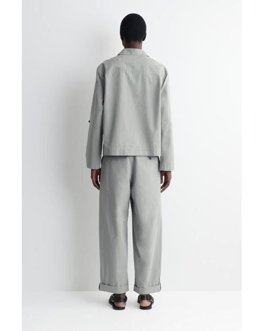 COS Gray Pintucked Cotton-Linen Overshirt for men