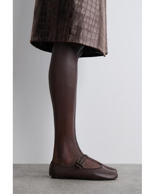 COS White Square-Toe Buckled Ballet Flats