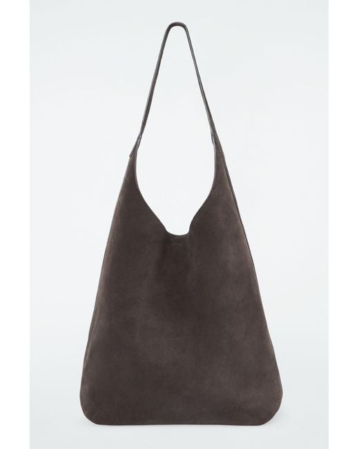 COS Brown Serif Tote - Suede