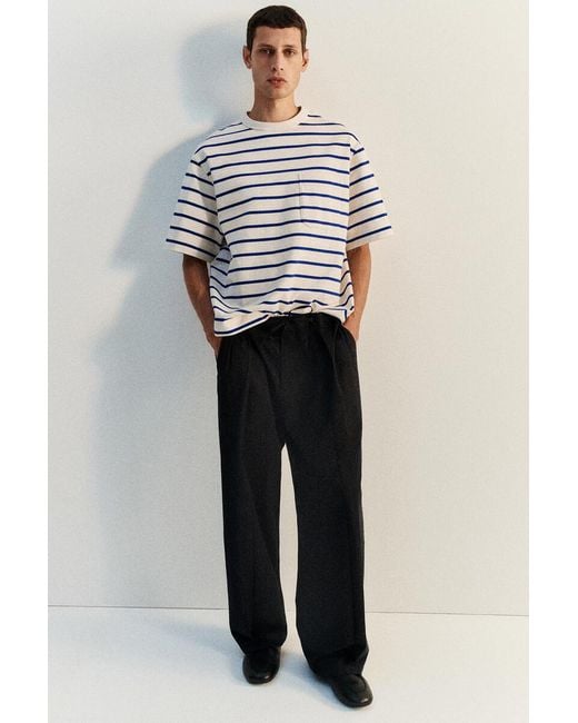 COS Black Cotton Relaxed Wide-Leg Drawstring Pants for men