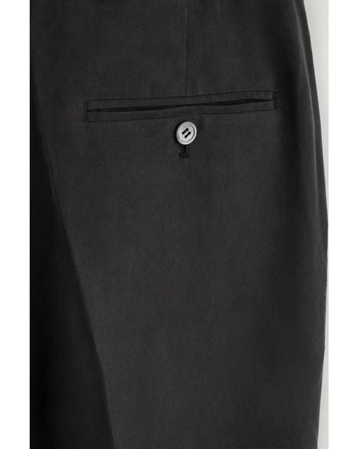 COS Black Washed-Silk Straight-Leg Trousers